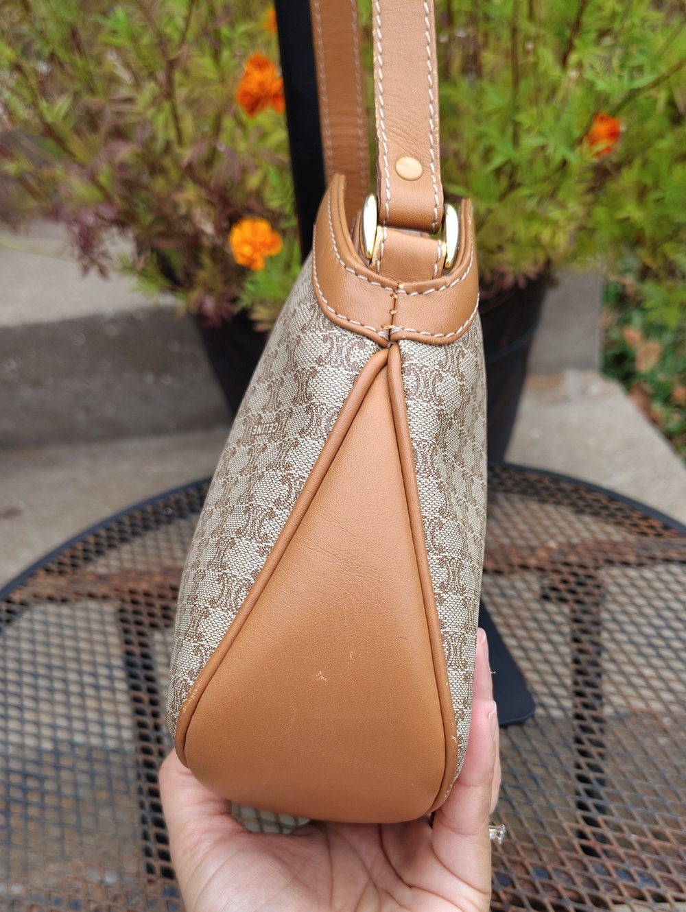 Vintage Celine Macadam Leather Coated Canvas Crossbody Bag Classic Luxury 80s - Picture 4 of 16